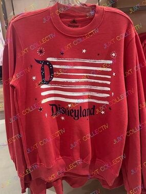 Disney Parks Disneyland Logo Americana Stars & Stripes Pullover Crewneck Sweater